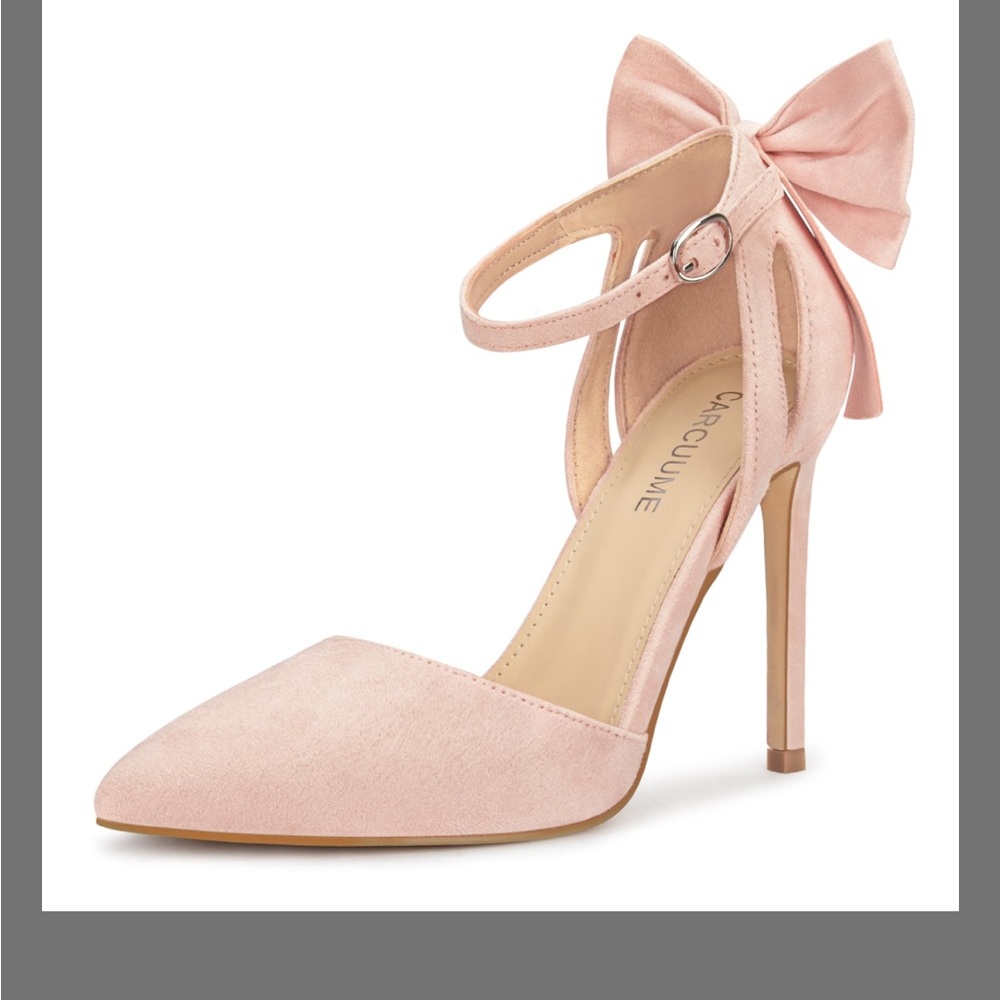 Dream Pairs Pink Heels with Bow Accent